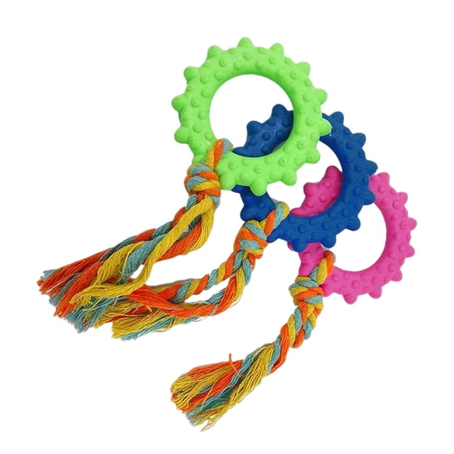 Juguetes para masticar perros Yuyangstore 3 uds de goma con cuerda de tejer