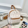 thumbnail image 4 of Yucurem Mini Floral Backpack for Women Polyester Small Backpack Purse Shoulder Bag for School Travel (Brown), 4 of 10