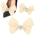 thumbnail image 1 of 2-Pack Bow Shoe Clips, Satin Elegant Detachable Buckle Bridal Heels Accessories with Pearl Rhinestone for Wedding, 1 of 5