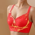 thumbnail image 5 of YWDJ Wireless Bras for Women Plus Size Full Coverage Push up Wirefree Comfort Straps Support Lace Bralette Breathable Soft Bra for All Shapes Sagging Breasts Red S, 5 of 6