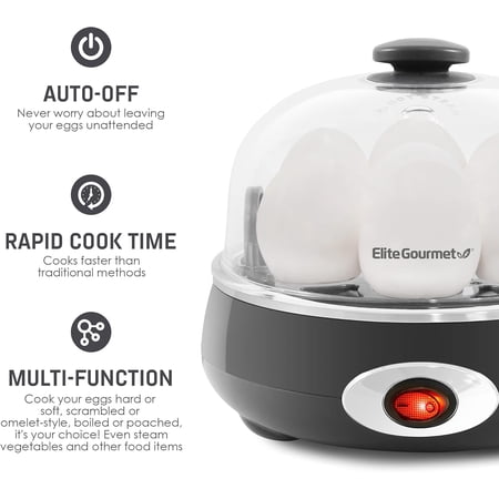 Elite Gourmet Easy Egg Cooker, Charcoal Grey