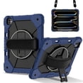 thumbnail image 2 of ELEHOLD Rugged Hybrid Case For iPad Pro 13 2024, with Built-in Kickstand 360° Rotating Handstrap Pencil Holder Crossbody Shoulder Strap Shockproof Heavy Duty Case, Navyblue+Black, 2 of 10