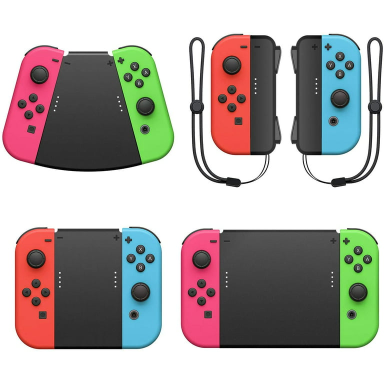 Learner Reaktor ledelse Game Handle Connector for Nintendo Switch Joy-Con, 5-in-1 Gamepad Handle  with Wrist Strap for NS Switch Grip - Walmart.com