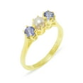 thumbnail image 1 of LBG British Made 10k Yellow Gold ring with Cultured Pearl & Tanzanite Womens Engagement Ring - 33 size options - Size 9.75, 1 of 6