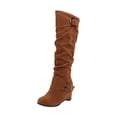 thumbnail image 6 of Mepaouo Women's Knee High Boots Hidden Wedge Heel Fashion Round Toe Stretchy Pull on Winter Long Boots(Brown,8.5), 6 of 7