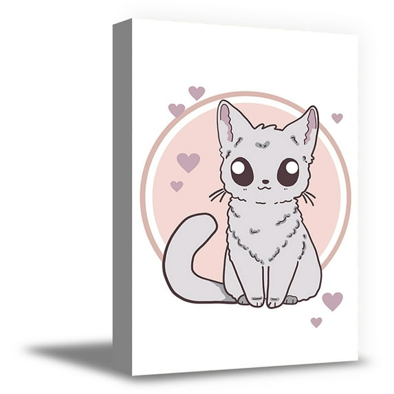Awkward Styles Kawaii Wall Art Animal Canvas Kids Wall Print Kids Room Decor Girls Boys Room Wall Cat Canvas Wall Art