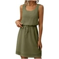 thumbnail image 2 of Odbmxy Sleeveless Women Midi Dresses Tunic Plus Size Women Dresses Everyday Regular Sheath Plain Fancy Dresses,Green XL, 2 of 6