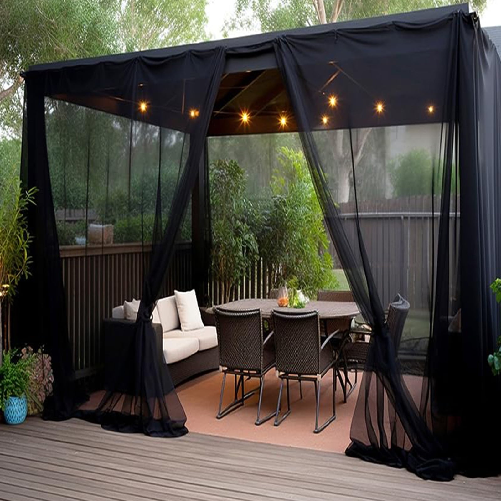 Rosnek Mosquito Netting for Patio Outdoor Curtains, Lightweight Mosquito Screen Mesh DIY Size Adjustable for Patio Porch Garden, 1 Panel