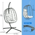 thumbnail image 5 of Dextrus Hanging Egg Swing Chair Outdoor Wicker Hammock Chairs Indoor with Steel Stand UV Resistant Cushion 350lbs for Patio, Bedroom, Garden and Balcony, Gray, 5 of 5