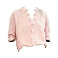 thumbnail image 3 of Women's Long Sleeve Shirts Multi Color Lace V Neck Fashion Casual Long Sleeve Pullover Sweatshirt V Neck Sweatshirt for Women, 3 of 4