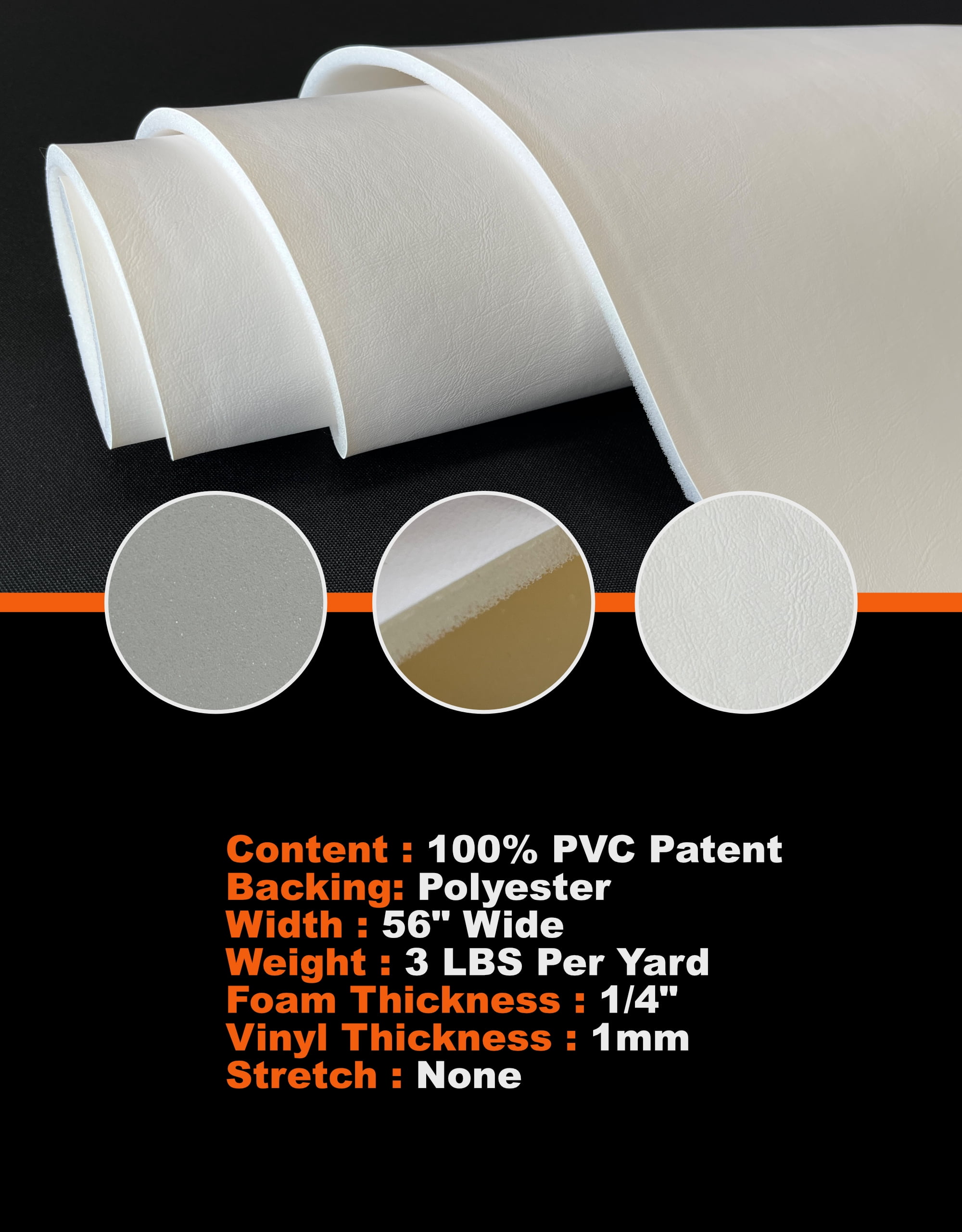 Marine Grade Vinyl Upholstery Bonded Fabric w 1/4” Foam Backing-54”W Heavy Duty UV Resistant Waterproof Faux Leather for Boat Seats, Auto Interiors, & Outdoor Furniture by the Yard (Dolphin Gray)