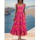 thumbnail image 5 of Vestido Zeagoo Boho con estampado floral escalonado maxi tirantes finos para mujer, 5 of 6
