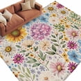 thumbnail image 2 of Area Rug for Living Room, Sunflower Vintage Non-Slip Indoor Large Carpet for Bedroom/Dining Room, Colorful Flowers Summer Botanical Retro Art Washable Low-Profile Floor Runner Rugs - 5 x 8 Ft, 2 of 7