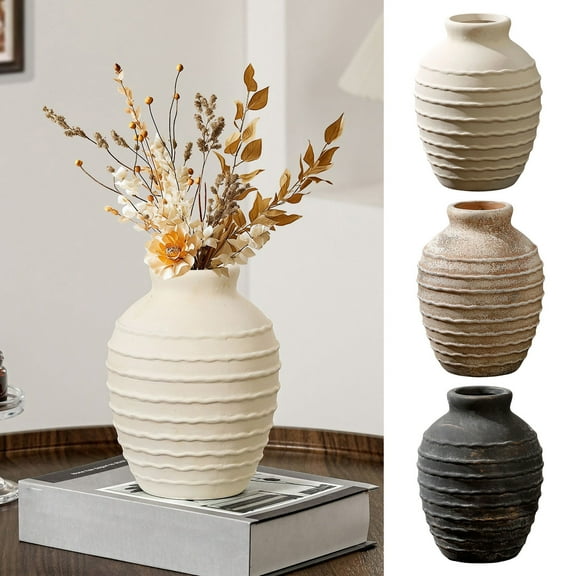 XGFHYJEH Ceramic Flower Vase Home Decor - Farmhouse Table Vases Rustic Vintage Living Room Kitchen Bedroom Decorations for House Book Shelf Office Coffee Desk Dining Fireplace