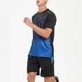 thumbnail image 3 of Men's Workout Outfit Sets Mesh Breathable Quick Dry T-Shirt and Elastic Shorts 2-Piece Running Fitness Exercise Set Gradient Color Athletic Sportswear for Men, 3 of 7