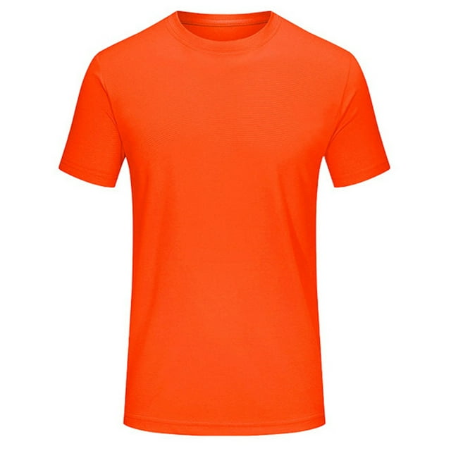 T-Shirts pour Hommes Raglan Unis à Col Rond Entraînement Entraînement Physique à Manches Courtes Orange Vêtements d'Automne pour Hommes Taille g
