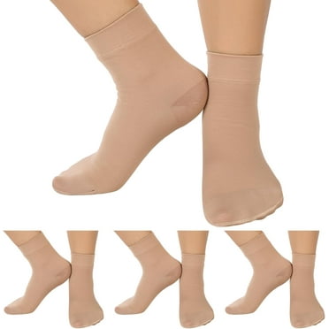 4 Pairs Ankle Compression Socks 15-20 mmHg Closed Toe Ankle Compression Sleeve Ankle Brace Support Sleeve Plantar Fasciitis Socks for Women Men Swelling (Nude Color)