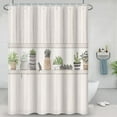 thumbnail image 3 of Abstract Grey Wood Shower Curtains Green Potted Cactus Plant Waterproof Washable Fabric for Modern Aesthetics Bathroom Decor Shower Curtain with Hooks, 72x84 Inch, 3 of 4