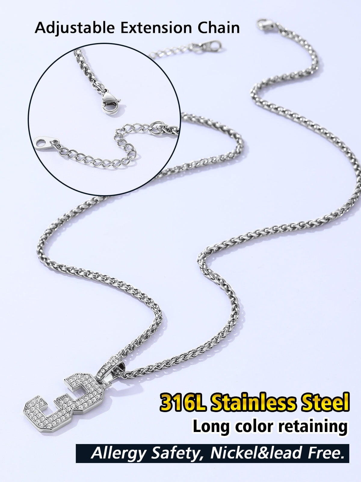 FindChic Cubic Zirconia Silver Colors Necklaces for Mens FindChic Cubic Zirconia Silver Colors Necklaces for Mens