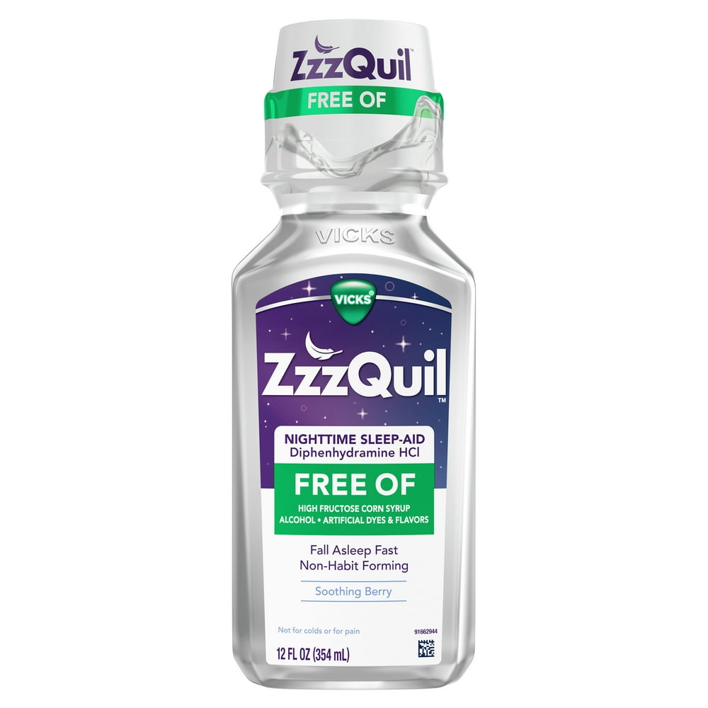 Vicks ZzzQuil Sleep Aid Liquid, Alcohol Free, Berry, 12 Fl Oz Walmart