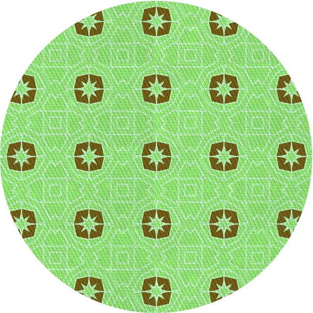 Ahgly Company Tapis Rond Lavable en Machine Intérieur Transitionnel Vert Émeraude, 3 Pieds Rond