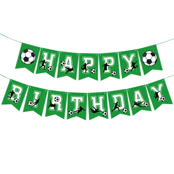 Soccer Party Decorations, Soccer Birthday Banner Soccer Theme String Flags  Happy Birthday Banner Board for Sports Theme Decoration Soccer Party