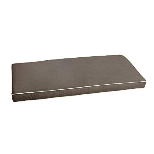 Mozaic AMZCS113156 Indoor or Outdoor Sunbrella Bench Cushion with Corded Edges and Tie Backs, 48 in W x 17 in D, Canvas Taupe