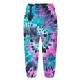 thumbnail image 5 of Casual Capri Pants Women Summer Athletic Tie Dye Print Elastic Waist Sweatpants with Pocket Joggers Fashion Bottoms, Light Blue, XXXL, 5 of 7