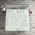 thumbnail image 2 of Ambesonne Floral Quilted Coverlet 3 Pcs, Bohemian Vintage Orchids, Queen Size, Cream and Blue, 2 of 2