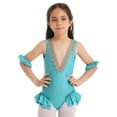 thumbnail image 3 of iiniim Kids Girls Sparkle Circus Show Trapeze Costume Dance Leotard with Mesh Gloves Performance Uniform Size 3-14 Lake Green 10, 3 of 7