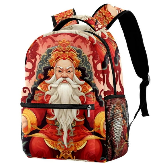 Lightweight Backpack Chinese God of Wealth School Bag Travel Laptop Daypack for Men Women Casual Rucksack