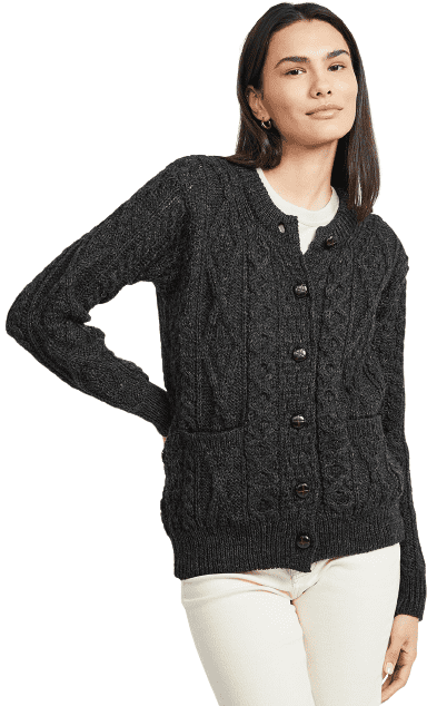 Aran Lumber Wool Cardigan Sweater Women's Cable Knitted Irish Jacket ...