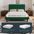 thumbnail image 6 of Einfach Queen Size Platform Bed Frame with Upholstered Velvet Vertical Headboard, Green, 6 of 7