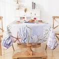thumbnail image 3 of Coastal Tablecloth, Nautical Table Cloth, Ocean Sea Turtle Table Cover, Blue Grass Tablecloths, Spring Summer Waterproof Washable Table Covers for Kitchen Dining Table, 60 x 84 Inch, 3 of 6