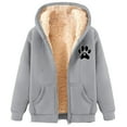 thumbnail image 4 of ZHOUCHANKIDS Hoodies for Women Winter Fleece Sweatshirt - Full Zip Up Thick Sherpa Lined Hooded Jacket Light Gray XXXXL, 4 of 5