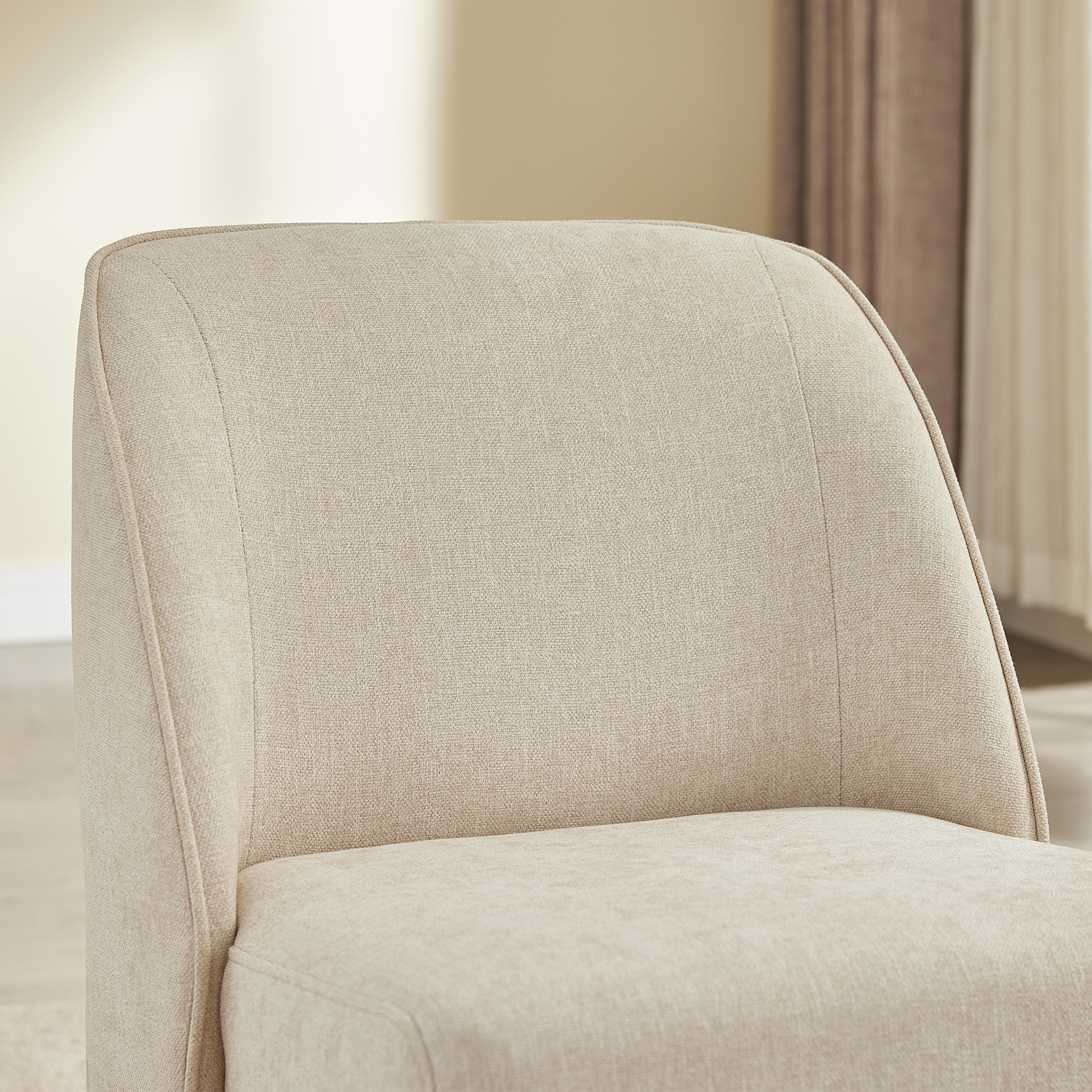 Spruce & Spring Rolling Upholstered Dining Chair with Smooth Hidden Casters Set of 2, Linen