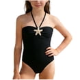 thumbnail image 2 of MKOSPLRT Girls Swimsuit One Piece Halter Bathing Suit Adjustable Straps Solid Modest Ruched Full Coverage Padded Swimwear 13-17 Years, 2 of 7