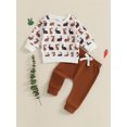 thumbnail image 4 of Baby Toddler Boys Easter Outfit Sets, 3 6 12 18 24 Months 2T 3T Long Sleeve Crew Neck Bunny Print Sweatshirt with Elastic Waist Sweatpants Infant Clothes Set, 4 of 9