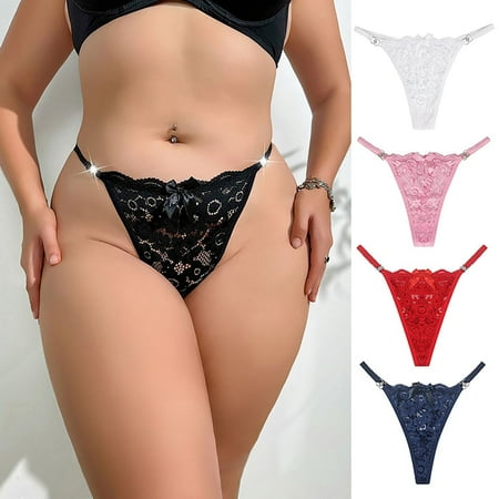 Aloohaidyvio Underwear for Women Womens Valentine S Day Thong with Lace Lace and Playful Low Waisted Thin Belt Underwear 2024 New Panty Deals