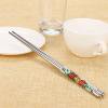 thumbnail image 1 of TIMIFIS Kitchen Gadgets 1Pair Length White Flower Pattern Stainless Steel Chopsticks Pair New Kitchen Appliances ummer, 1 of 4