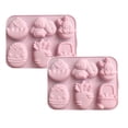 thumbnail image 1 of Oleegame 2PC Cookie Mold Easter Rabbit Egg Silicone Cake Chocolate Cake Baking Abrasive Pink, 1 of 8
