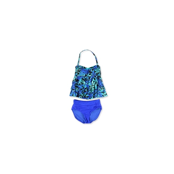 Island Escape Womens Tahiti Hi-Waist Pant Bandeau de 2 piezas, Azul, 8