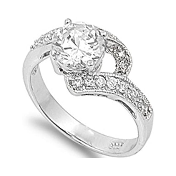 CHOOSE YOUR COLOR Clear CZ Swirl Abstract Bridal Ring 925 Sterling Silver Band White Female Size 9