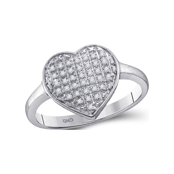 FB Jewels 10kt White Gold Womens Round Diamond Heart Cluster Ring 1/4 Cttw Size 5
