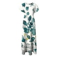 thumbnail image 7 of vigerkar Long Maxi Dresses for Women Boho Floral Dress Short Sleeve V Neck Dresses 2025 Dark Green, L, 7 of 7