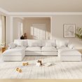 thumbnail image 1 of bokifol 156" Oversized U Shape Modular Sectional Sofa with Movable Ottomans,Modern Sectional Sofa for Living Room,Apartment,Office(Beige), 1 of 15