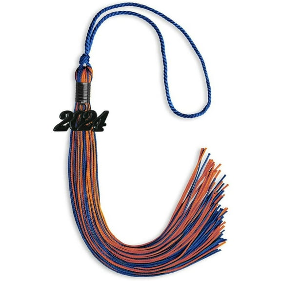 Endea Graduation Royal Blue/Orange Mixed Color Graduation Tassel with Black Date Drop
