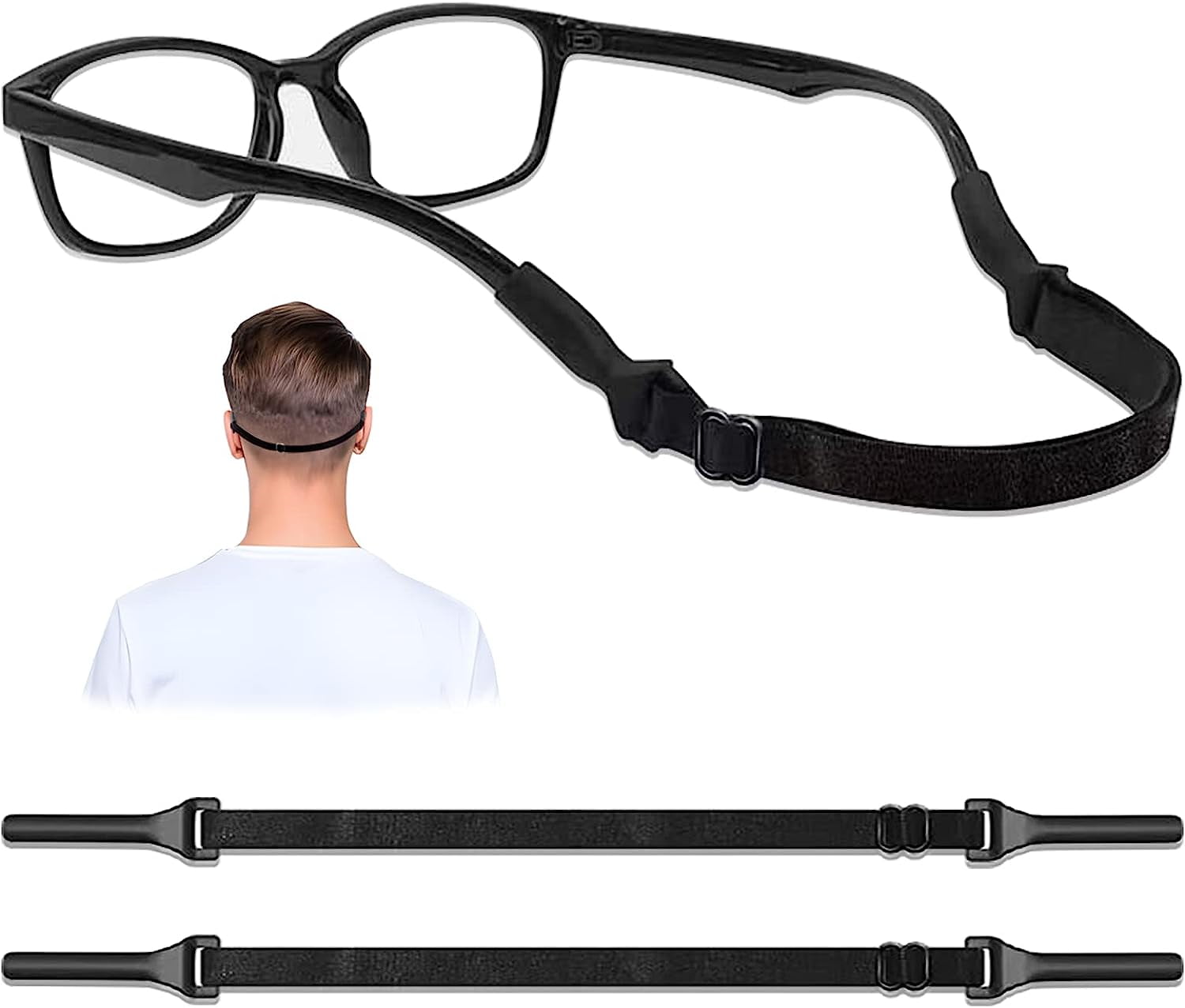 Adjustable Eyeglass Straps Holder, Elastic Band No Tail Sunglasses Retainer for Work, Running