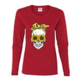 thumbnail image 2 of Skull Sunflower Skeleton Bandana Inspirational/Christian Womens Graphic Long Sleeve T-Shirt, Red, X-Large, 2 of 3