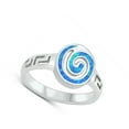 thumbnail image 4 of CHOOSE YOUR COLOR Blue Simulated Opal Filigree Swirl Ring .925 Sterling Silver CZ Female Size 6, 4 of 4